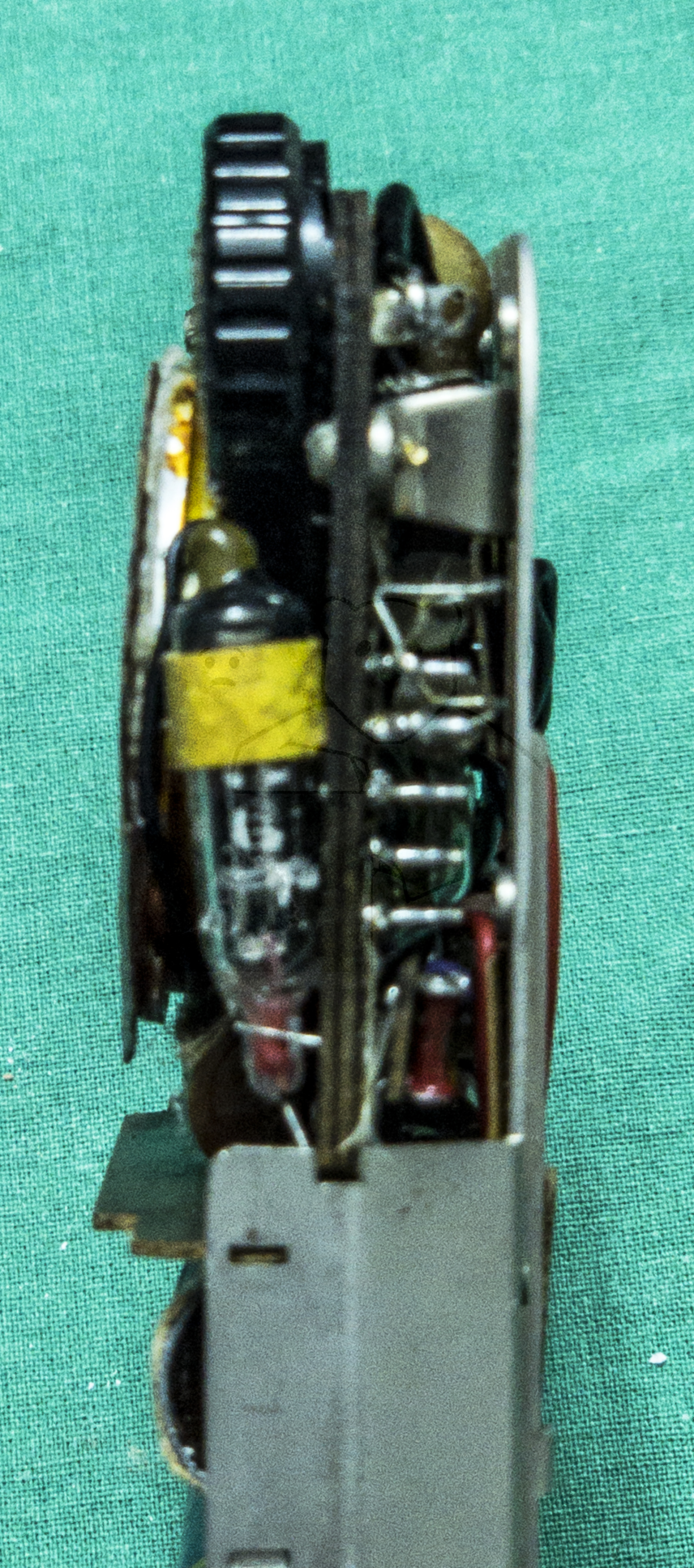 Hörgerät "Fortiphone Type 20", ca. 1949, Seitliche Ansicht der Elektronik